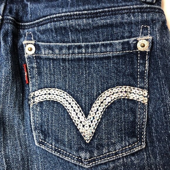Girls Levi's Long Sequined Denim Shorts Size 12 - Picture 4 of 9
